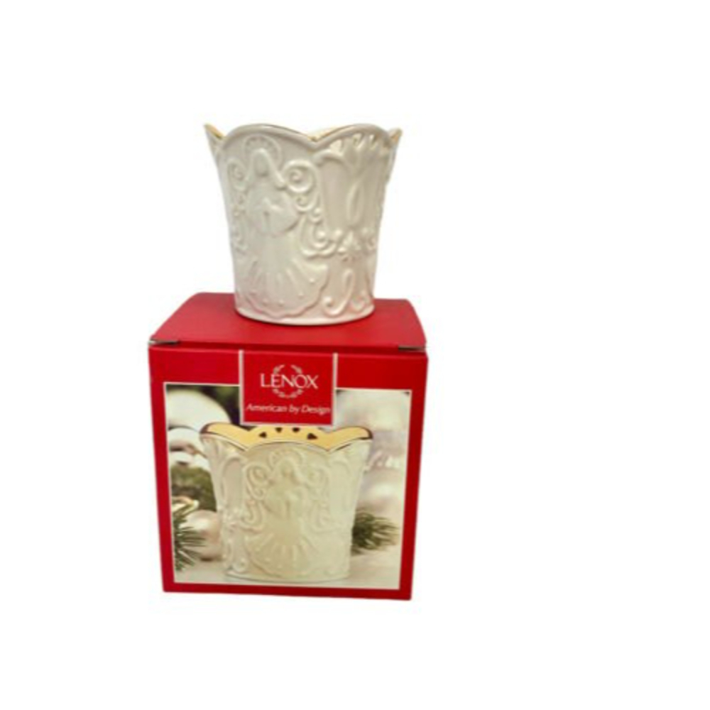 LENOX Merry Lights Ivory Porcelain Angel Votive Candle Holder for tealight NIB